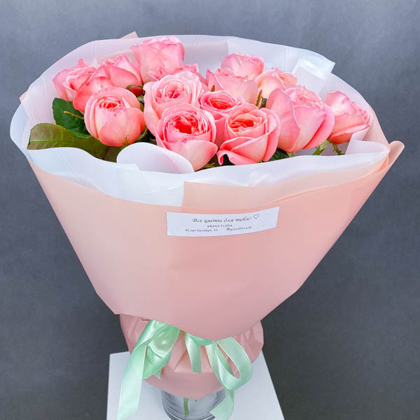 Букет розовых роз (50-60 см)